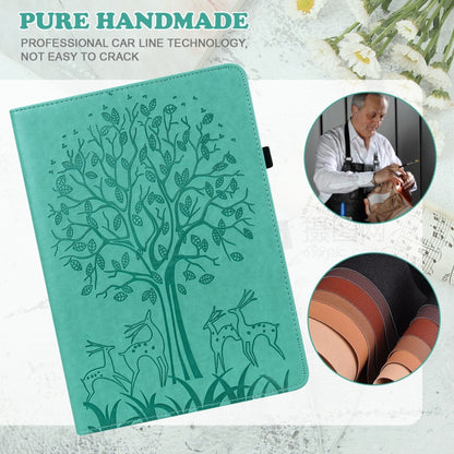 For Samsung Galaxy Tab A7 Lite T220 Tree & Deer Pattern Embossed Leather Tablet Case(Green) by bashfashion