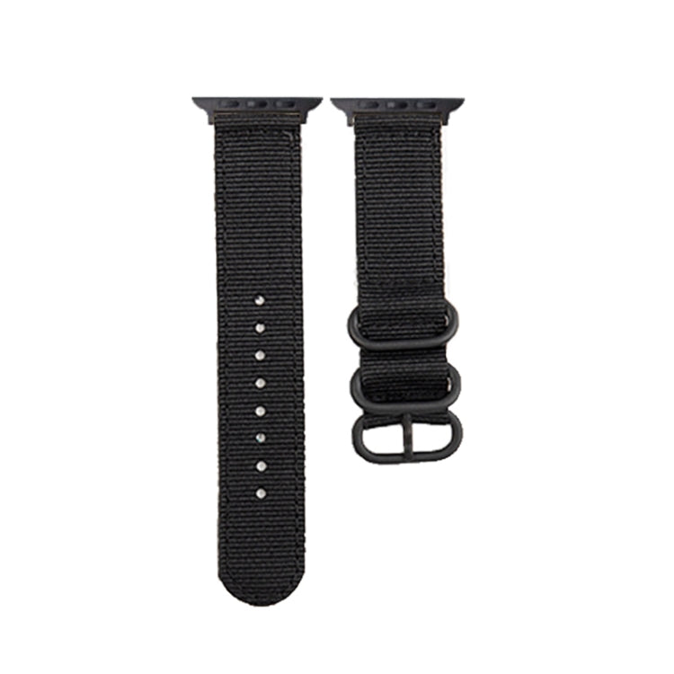 Black Buckle Canvas Watch Band For Apple Watch Series 9&8&7 41mm / SE 3&SE 2&6&SE&5&4 40mm / 3&2&1 38mm(Black) by bashfashion