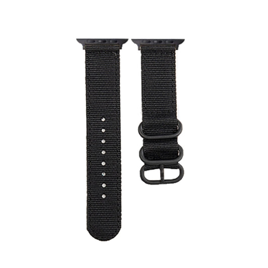 Black Buckle Canvas Watch Band For Apple Watch Series 9&8&7 41mm / SE 3&SE 2&6&SE&5&4 40mm / 3&2&1 38mm(Black) by bashfashion
