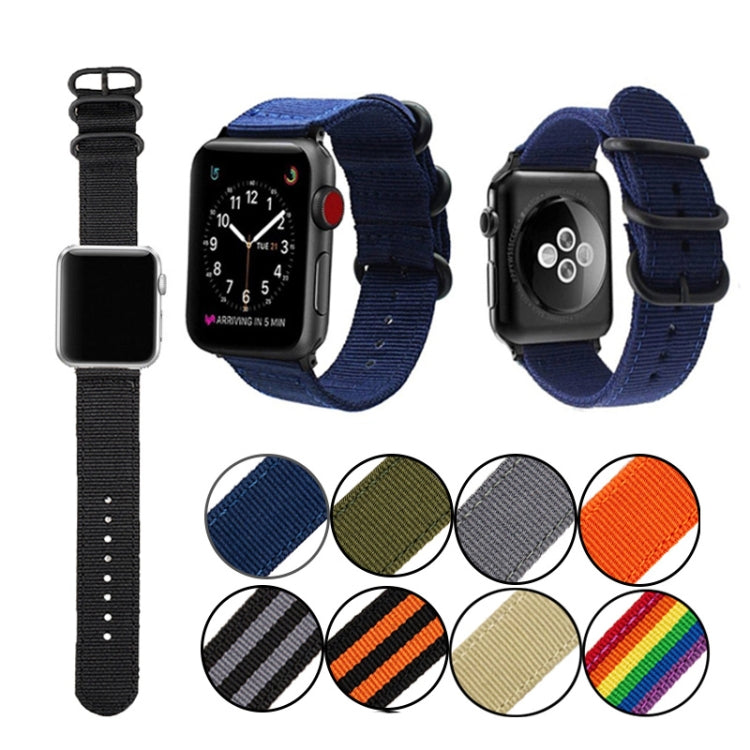 Black Buckle Canvas Watch Band For Apple Watch Series 9&8&7 41mm / SE 3&SE 2&6&SE&5&4 40mm / 3&2&1 38mm(Black) by bashfashion