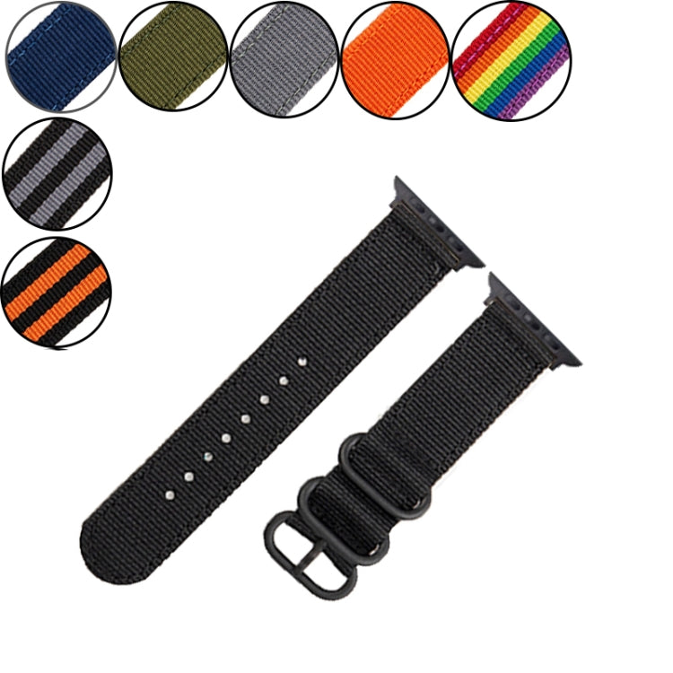 Black Buckle Canvas Watch Band For Apple Watch Series 9&8&7 41mm / SE 3&SE 2&6&SE&5&4 40mm / 3&2&1 38mm(Black) by bashfashion