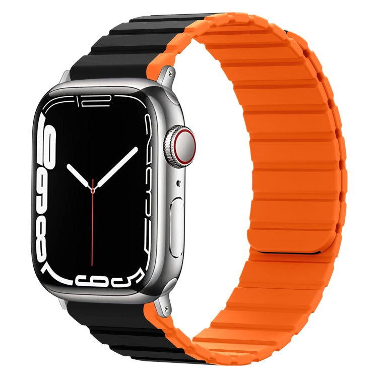 Smart Magnetic Silicone Watch Band For Apple Watch Series 9&8&7 41mm / SE 3&SE 2&6&SE&5&4 40mm / 3&2&1 38mm(Black+Orange) by bashfashion