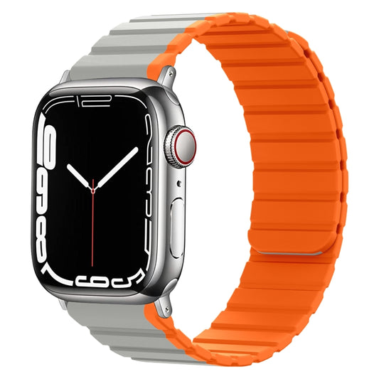 Smart Magnetic Silicone Watch Band For Apple Watch Series 9&8&7 41mm / SE 3&SE 2&6&SE&5&4 40mm / 3&2&1 38mm(Grey+Orange) by bashfashion