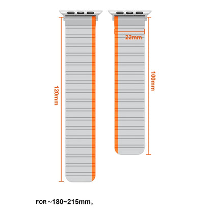 Smart Magnetic Silicone Watch Band For Apple Watch Series 9&8&7 41mm / SE 3&SE 2&6&SE&5&4 40mm / 3&2&1 38mm(Grey+Orange) by bashfashion