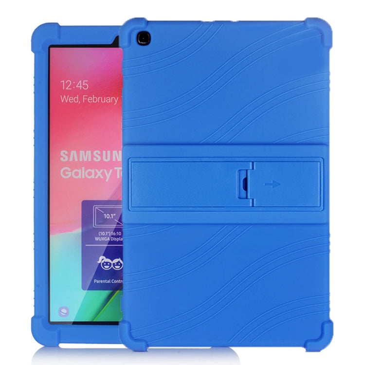 For Galaxy Tab A 10.1 (2019) T510 Tablet PC Silicone Protective Case with Invisible Bracket(Dark Blue) by bashfashion