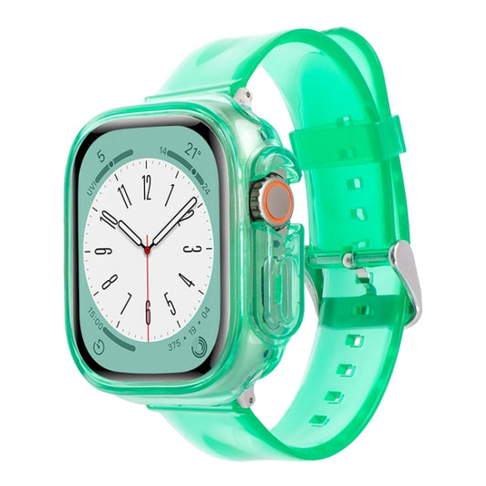For Apple Watch Ultra 3 / 2 / 1 49mm Glacier Jelly Clear TPU Case Watch Band(Blue Green) by bashfashion