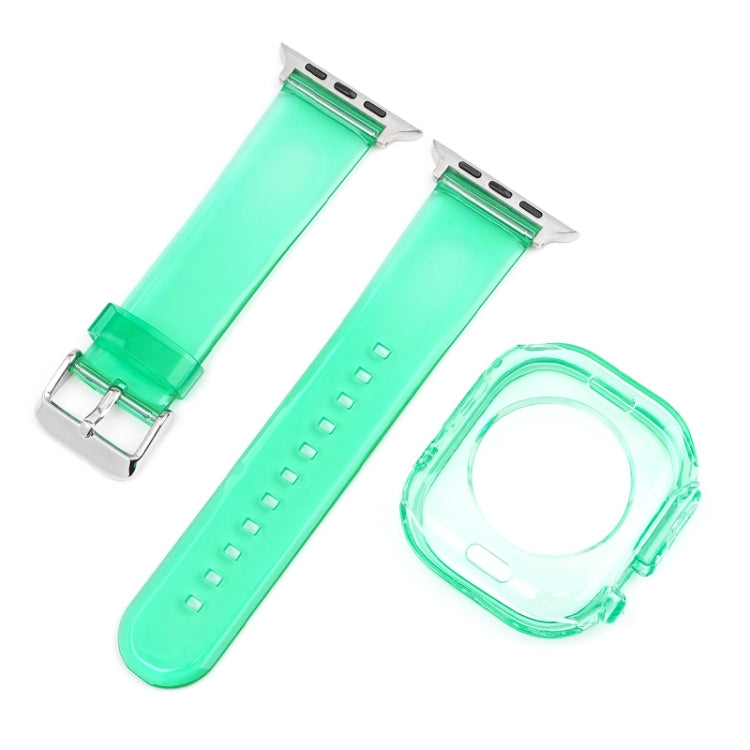 For Apple Watch Ultra 3 / 2 / 1 49mm Glacier Jelly Clear TPU Case Watch Band(Blue Green) by bashfashion