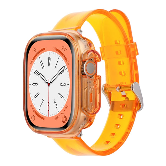 For Apple Watch Ultra 3 / 2 / 1 49mm Glacier Jelly Clear TPU Case Watch Band(Orange) by bashfashion