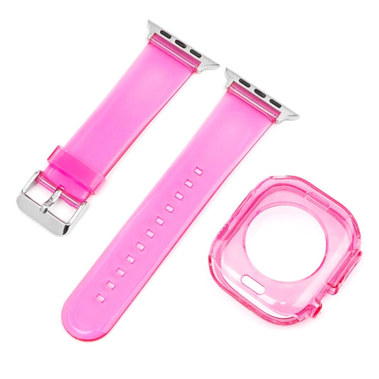 For Apple Watch Ultra 3 / 2 / 1 49mm Glacier Jelly Clear TPU Case Watch Band(Rose Red) by bashfashion