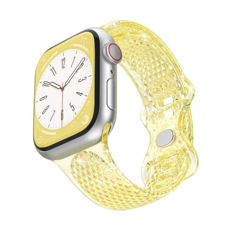 Diamond Pattern Clear TPU Watch Band For Apple Watch Series 9&8&7 41mm / SE 3&SE 2&6&SE&5&4 40mm / 3&2&1 38mm(Yellow) by bashfashion