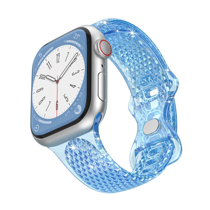 Diamond Pattern Clear TPU Watch Band For Apple Watch Series 9&8&7 41mm / SE 3&SE 2&6&SE&5&4 40mm / 3&2&1 38mm(Blue) by bashfashion