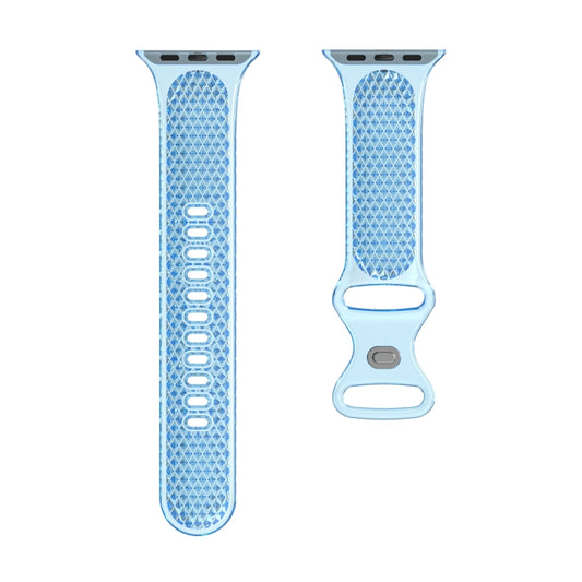 Diamond Pattern Clear TPU Watch Band For Apple Watch Series 9&8&7 41mm / SE 3&SE 2&6&SE&5&4 40mm / 3&2&1 38mm(Blue) by bashfashion