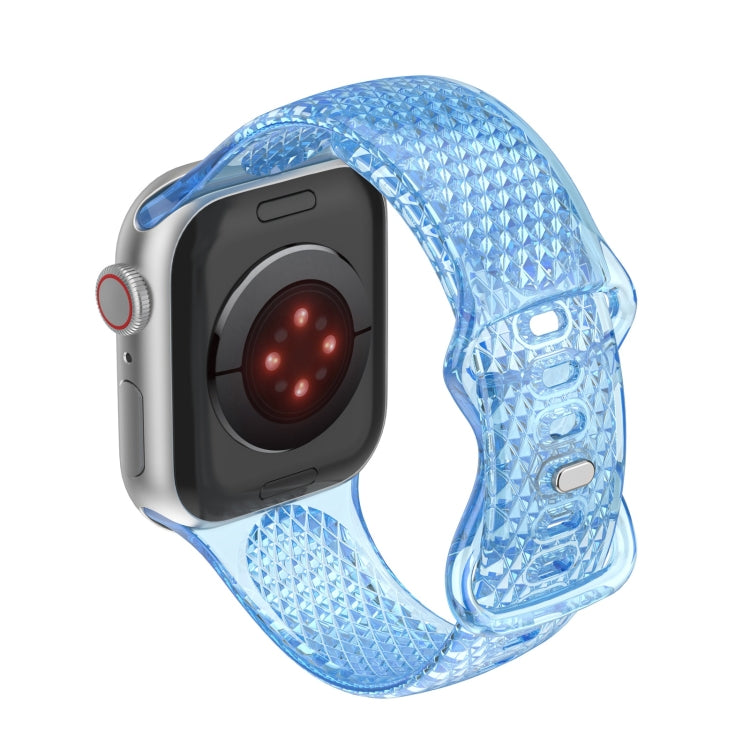 Diamond Pattern Clear TPU Watch Band For Apple Watch Series 9&8&7 41mm / SE 3&SE 2&6&SE&5&4 40mm / 3&2&1 38mm(Blue) by bashfashion