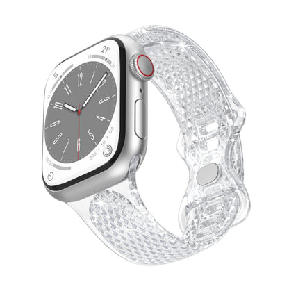 Diamond Pattern Clear TPU Watch Band For Apple Watch Series 9&8&7 41mm / SE 3&SE 2&6&SE&5&4 40mm / 3&2&1 38mm(Transparent) by bashfashion