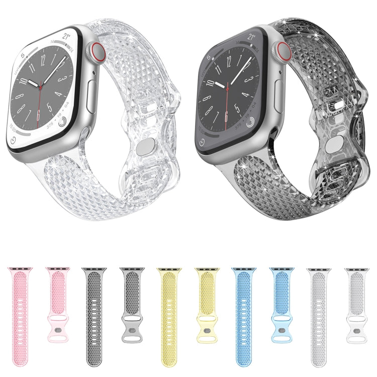 Diamond Pattern Clear TPU Watch Band For Apple Watch Series 9&8&7 41mm / SE 3&SE 2&6&SE&5&4 40mm / 3&2&1 38mm(Blue) by bashfashion