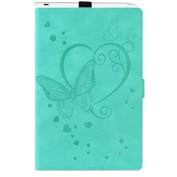 For Samsung Galaxy Tab A8 10.5 2021 Love Butterfly Pattern Leather Tablet Case with Holder & Sleep / Wake-up Function(Green) by bashfashion