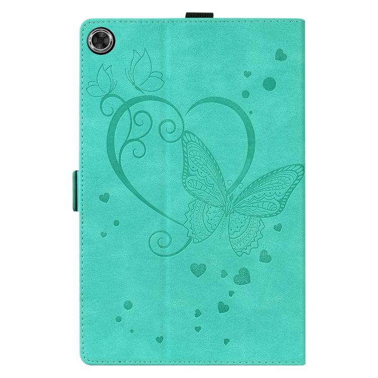 For Samsung Galaxy Tab A8 10.5 2021 Love Butterfly Pattern Leather Tablet Case with Holder & Sleep / Wake-up Function(Green) by bashfashion