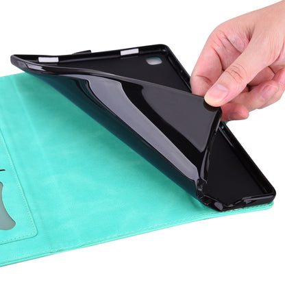 For Samsung Galaxy Tab A8 10.5 2021 Love Butterfly Pattern Leather Tablet Case with Holder & Sleep / Wake-up Function(Green) by bashfashion