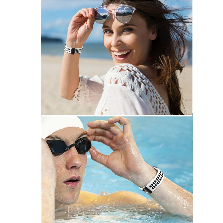 Magnetic Fold Clasp Square Holes Silicone Watch Band For Apple Watch Series 9&8&7 41mm / SE 3&SE 2&6&SE&5&4 40mm / 3&2&1 38mm(Black Fluorescent Green) by bashfashion