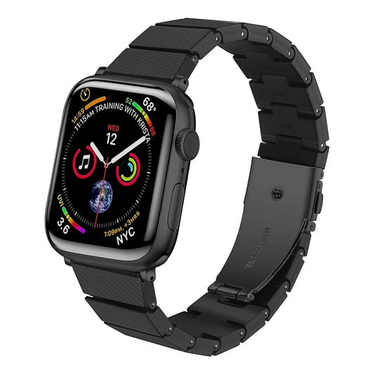 One-bead Resin Watch Band For Apple Watch Series 9&8&7 41mm / SE 3&SE 2&6&SE&5&4 40mm / 3&2&1 38mm(Carbon Fiber Black) by bashfashion