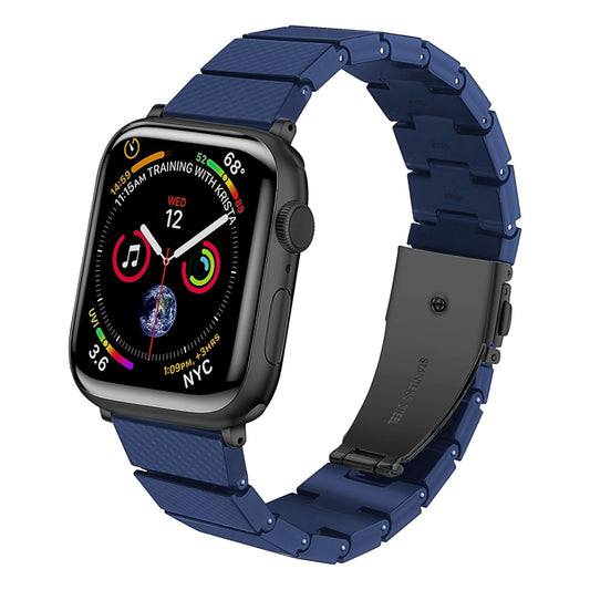 One-bead Resin Watch Band For Apple Watch Series 9&8&7 41mm / SE 3&SE 2&6&SE&5&4 40mm / 3&2&1 38mm(Carbon Fiber Blue) by bashfashion