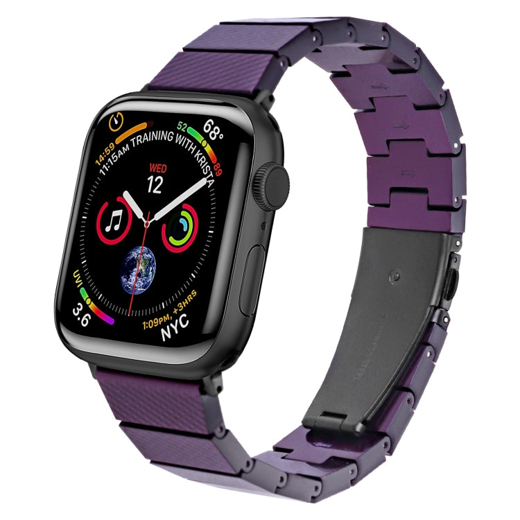 One-bead Resin Watch Band For Apple Watch Series 9&8&7 41mm / SE 3&SE 2&6&SE&5&4 40mm / 3&2&1 38mm(Carbon Fiber Purple) by bashfashion