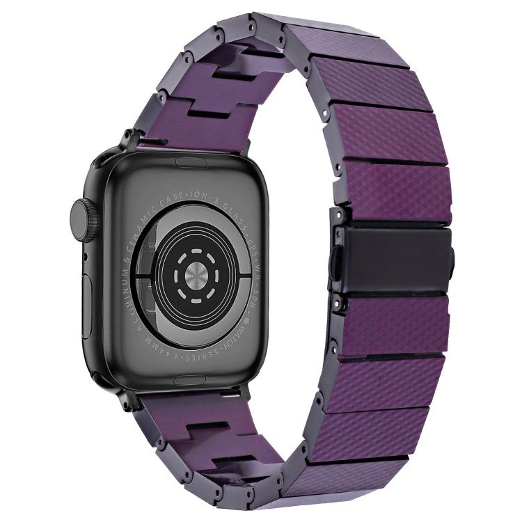 One-bead Resin Watch Band For Apple Watch Series 9&8&7 41mm / SE 3&SE 2&6&SE&5&4 40mm / 3&2&1 38mm(Carbon Fiber Purple) by bashfashion