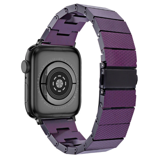 One-bead Resin Watch Band For Apple Watch Series 9&8&7 41mm / SE 3&SE 2&6&SE&5&4 40mm / 3&2&1 38mm(Carbon Fiber Purple) by bashfashion
