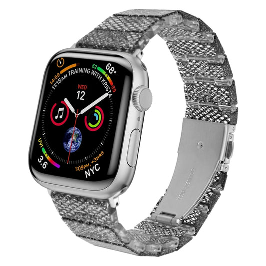 One-bead Resin Watch Band For Apple Watch Series 9&8&7 41mm / SE 3&SE 2&6&SE&5&4 40mm / 3&2&1 38mm(Silver Grey) by bashfashion