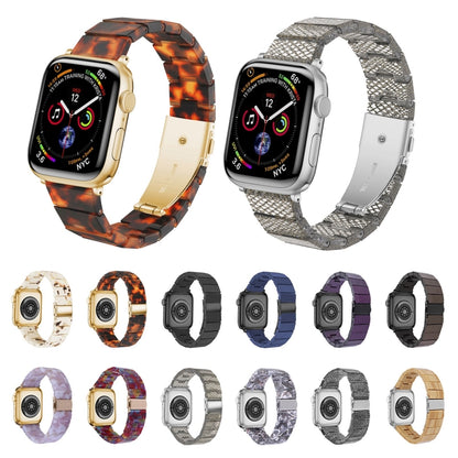 One-bead Resin Watch Band For Apple Watch Series 9&8&7 41mm / SE 3&SE 2&6&SE&5&4 40mm / 3&2&1 38mm(Carbon Fiber Coffee) by bashfashion