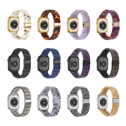 One-bead Resin Watch Band For Apple Watch Series 9&8&7 41mm / SE 3&SE 2&6&SE&5&4 40mm / 3&2&1 38mm(Silver Grey) by bashfashion