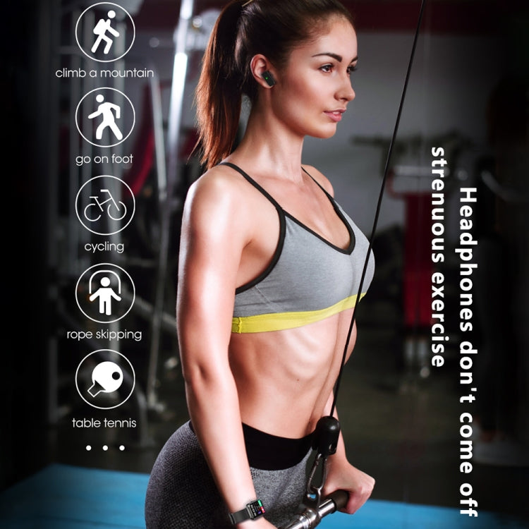 S6 TWS Earphone 1.91 inch Smart Bracelet Support Bluetooth Call / Health Monitoring(Black) by bashfashion