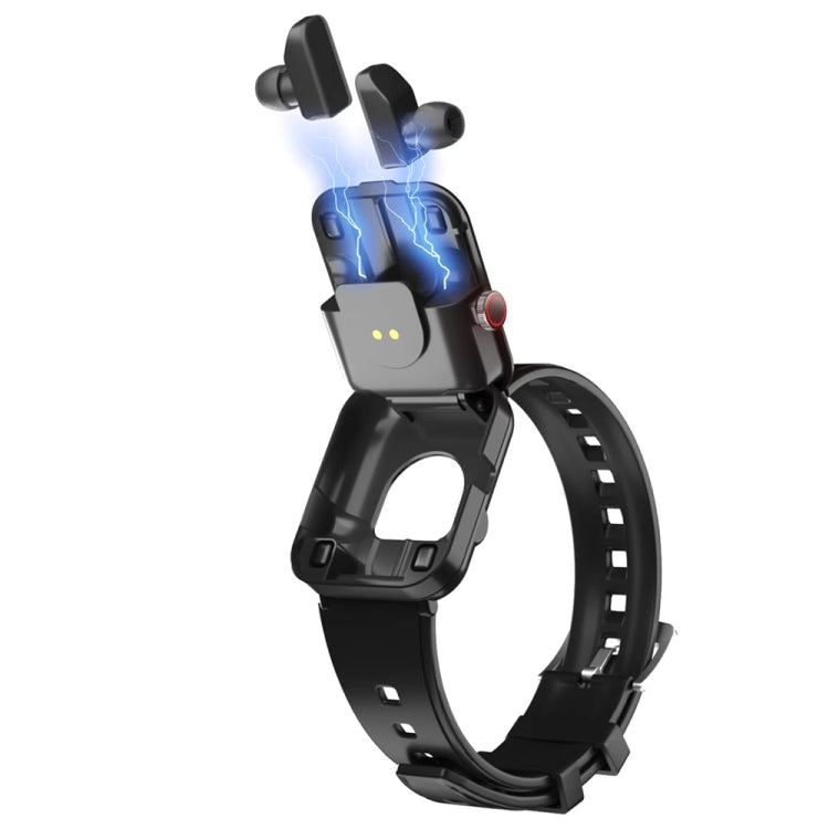 S6 TWS Earphone 1.91 inch Smart Bracelet Support Bluetooth Call / Health Monitoring(Black) by bashfashion