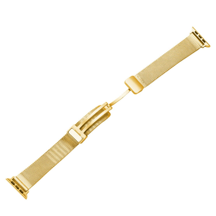 Milan Fold Buckle Metal Watch Band For Apple Watch Series 9&8&7 41mm / SE 3&SE 2&6&SE&5&4 40mm / 3&2&1 38mm(Gold) by bashfashion