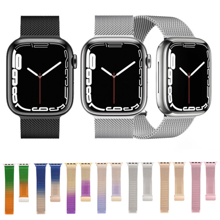 Milan Fold Buckle Metal Watch Band For Apple Watch Series 9&8&7 41mm / SE 3&SE 2&6&SE&5&4 40mm / 3&2&1 38mm(Starlight) by bashfashion