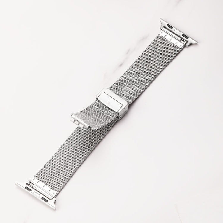 Milan Fold Buckle Metal Watch Band For Apple Watch Series 9&8&7 41mm / SE 3&SE 2&6&SE&5&4 40mm / 3&2&1 38mm(Gold) by bashfashion
