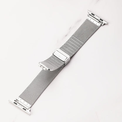Milan Fold Buckle Metal Watch Band For Apple Watch Series 9&8&7 41mm / SE 3&SE 2&6&SE&5&4 40mm / 3&2&1 38mm(Gold) by bashfashion