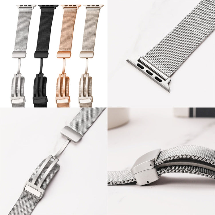 Milan Fold Buckle Metal Watch Band For Apple Watch Series 9&8&7 41mm / SE 3&SE 2&6&SE&5&4 40mm / 3&2&1 38mm(Gold) by bashfashion