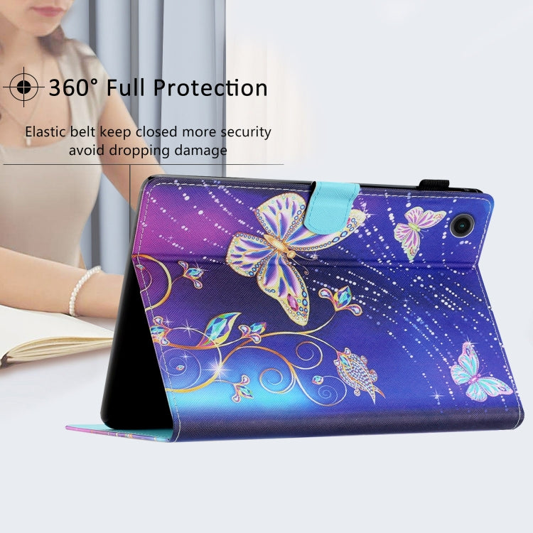 For Samsung Galaxy Tab A8 10.5 2021 X205/X200 Coloured Drawing Stitching Smart Leather Tablet Case(Butterfly) by bashfashion