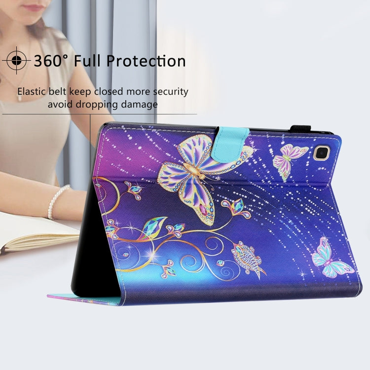 For Samsung Galaxy Tab S6 Lite P610/615 Coloured Drawing Stitching Smart Leather Tablet Case(Butterfly) by bashfashion