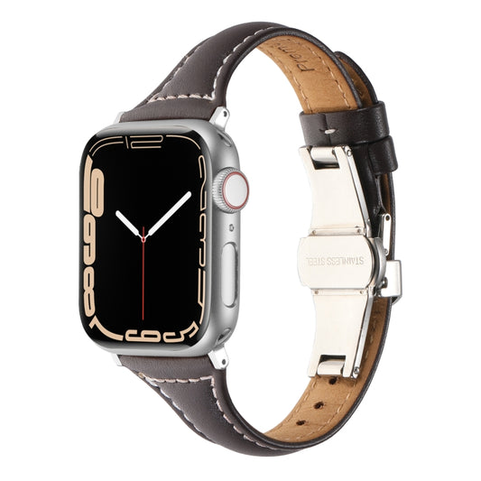 Small Waist Butterfly Buckle Watch Band For Apple Watch Series 8&7 41mm / SE 2&6&SE&5&4 40mm / 3&2&1 38mm(Coffee) by bashfashion