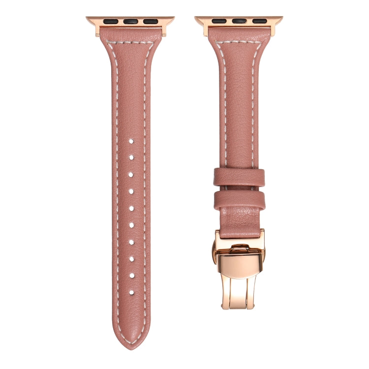 Small Waist Butterfly Buckle Watch Band For Apple Watch Series 8&7 41mm / SE 2&6&SE&5&4 40mm / 3&2&1 38mm(Pink) by bashfashion