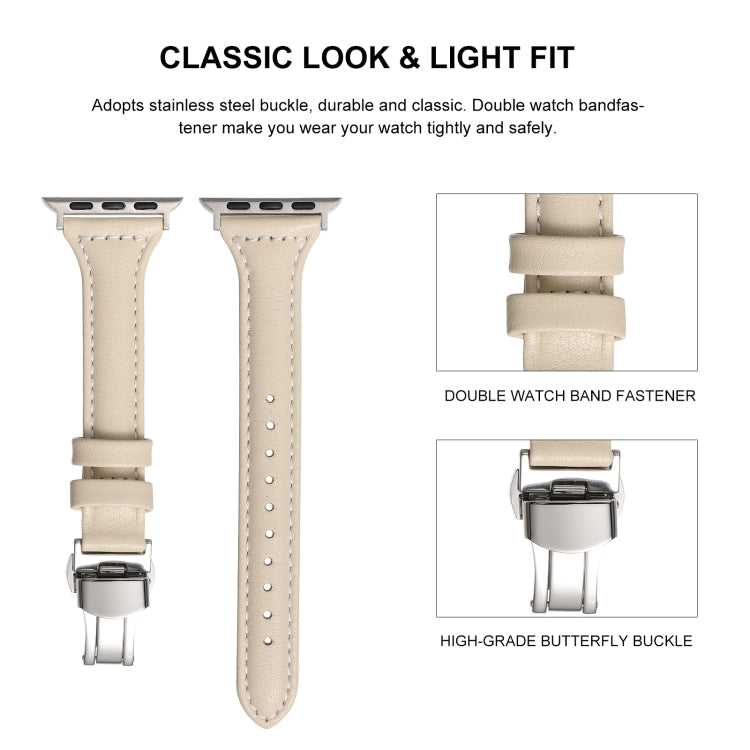 Small Waist Butterfly Buckle Watch Band For Apple Watch Series 8&7 41mm / SE 2&6&SE&5&4 40mm / 3&2&1 38mm(Yellow Brown) by bashfashion