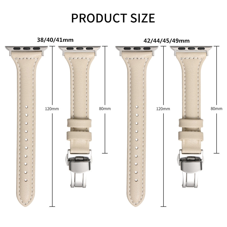 Small Waist Butterfly Buckle Watch Band For Apple Watch Series 8&7 41mm / SE 2&6&SE&5&4 40mm / 3&2&1 38mm(Coffee) by bashfashion