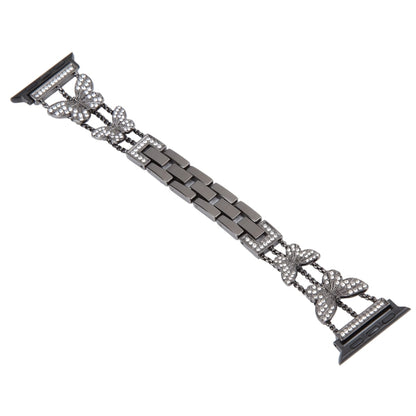 Butterfly Metal Diamond Watch Band For Apple Watch Ultra 49mm&Watch Ultra 2 49mm / Series 9&8&7 45mm / SE 3&SE 2&6&SE&5&4 44mm / 3&2&1 42mm(Black) by bashfashion