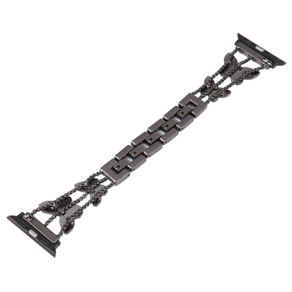 Butterfly Metal Diamond Watch Band For Apple Watch Ultra 49mm&Watch Ultra 2 49mm / Series 9&8&7 45mm / SE 3&SE 2&6&SE&5&4 44mm / 3&2&1 42mm(Black) by bashfashion