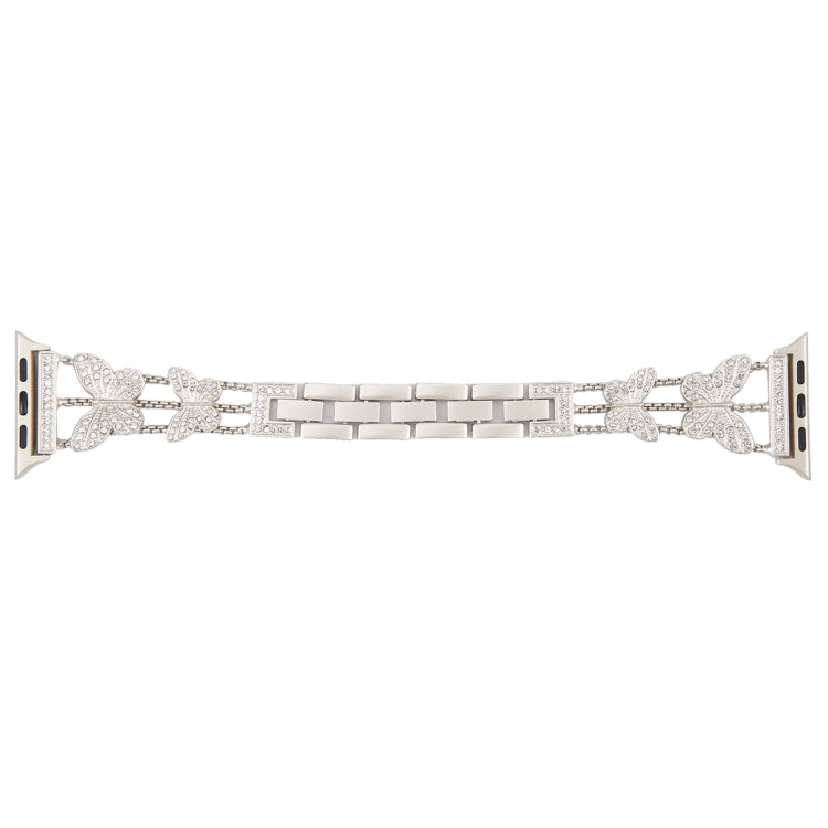 Butterfly Metal Diamond Watch Band For Apple Watch Ultra 49mm&Watch Ultra 2 49mm / Series 9&8&7 45mm / SE 3&SE 2&6&SE&5&4 44mm / 3&2&1 42mm(Starlight) by bashfashion