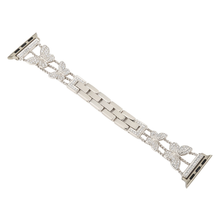 Butterfly Metal Diamond Watch Band For Apple Watch Ultra 49mm&Watch Ultra 2 49mm / Series 9&8&7 45mm / SE 3&SE 2&6&SE&5&4 44mm / 3&2&1 42mm(Starlight) by bashfashion