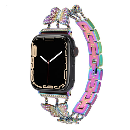 Butterfly Metal Diamond Watch Band For Apple Watch Ultra 49mm&Watch Ultra 2 49mm / Series 9&8&7 45mm / SE 3&SE 2&6&SE&5&4 44mm / 3&2&1 42mm(Colorful) by bashfashion