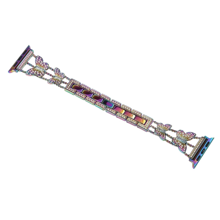 Butterfly Metal Diamond Watch Band For Apple Watch Ultra 49mm&Watch Ultra 2 49mm / Series 9&8&7 45mm / SE 3&SE 2&6&SE&5&4 44mm / 3&2&1 42mm(Colorful) by bashfashion